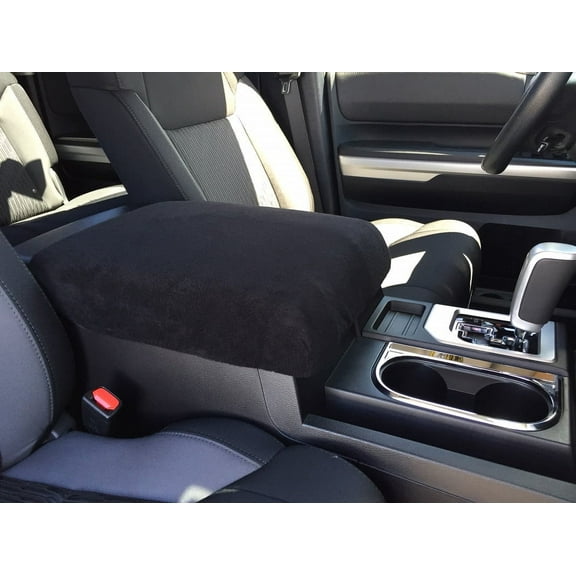 Auto Console Covers- Fits the Toyota Tundra 2010-2021 Center Console Armrest Cover Fleece Fabric Fabric- Black