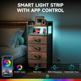 thumbnail image 4 of Night Stand Bedside Table Bedroom - Tall Nightstand with Charging Station & LED Light Strip, Bed Side Table with Storage Shelf & 4 Drawers, End Table with U-S-B Ports & AC Outlets, Rustic Brown, 4 of 16