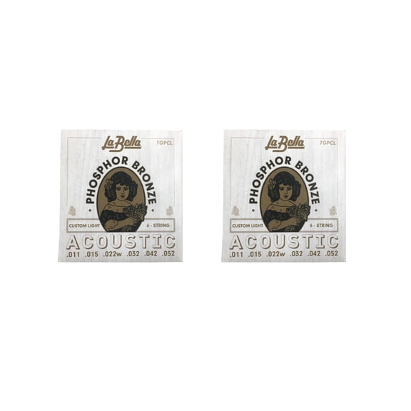 La Bella Guitar Strings  2 Pack Acoustic Phosphor Bronze Custom Light 011-052