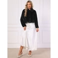 thumbnail image 4 of DARING DIVA Women's Dressy Faux Fur Cropped Snap Button Fluffy Jacket XL Black, 4 of 6