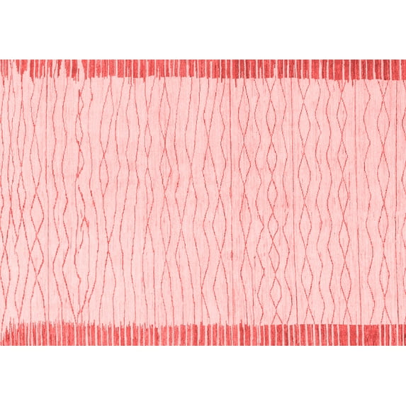 Ahgly Company Machine Washable Indoor Rectangle Solid Red Modern Area Rugs, 5' x 7'