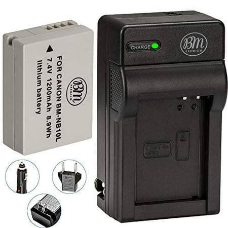 BM Premium NB-10L Batterie et Trousse de Chargeur pour Canon PowerShot G15, G16, G1X, G3-X, SX40 HS, SX50 HS, SX60 HS Appareil Photo Numérique