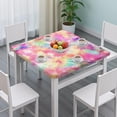 thumbnail image 3 of Colorful Tie Dye Pattern Square Fitted Tablecloth with Elastic Edge,Square Table Cover,Washable Elastic Table Cover for Home Kitchen Party Decor 36"x36", 3 of 6