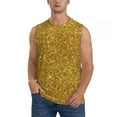 thumbnail image 2 of Goofa Gold Glitter Printed Men's Sleeveless T-Shirt - Athletic Gym Workout Tank Top for Men - Moisture-Wicking, UPF 30+ Quick-Dry Muscle Tee-Small, 2 of 8