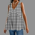 thumbnail image 2 of ZyeKqe Tank Tops for Women Casual Sleeveless Shirts V Neck Pleated Top Plaid Babydoll Tunic Top, 2 of 5