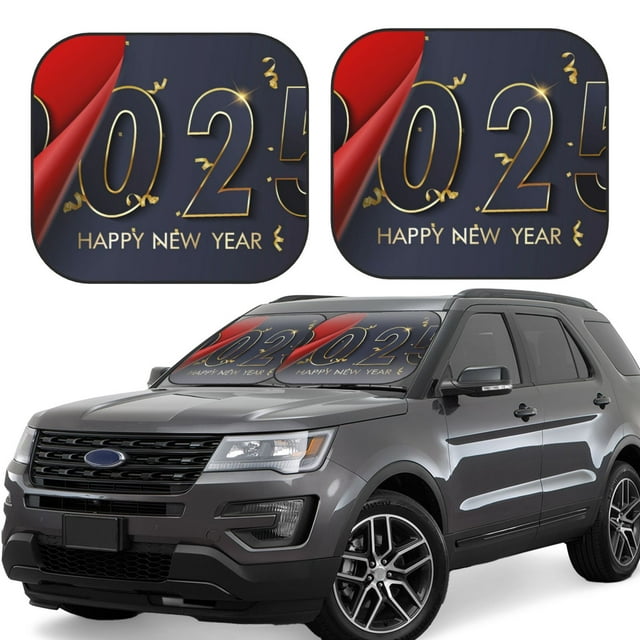 Wukai 2025 New Year 2 Car Front Windshield Sun Shade,Sun Visor Shield Block Automotive Interior Protector Blocks UV Rays-Large