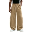 thumbnail image 3 of Men's Wide Leg Sweatpants,Drawstring Elastic Waist Loose Fit Pants with Pockets for Daily Wear, 3 of 7