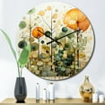thumbnail image 1 of Designart "Vert Orange Symétrie Harmonieuse II" Abstrait Botaniques Horloge Murale Surdimensionnée, 1 of 6