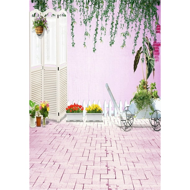 HelloDecor Polyester Fabric 5x7ft Photo Background Pink Children for Baby  Photo Studio Photo Props Photography Backdrops Brick Wall 