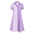 thumbnail image 6 of Horkkom Shirt Dresses for Women V Neck Short Sleeve Midi Dresses Summer Plaid Print Casual Dresses L, 6 of 7