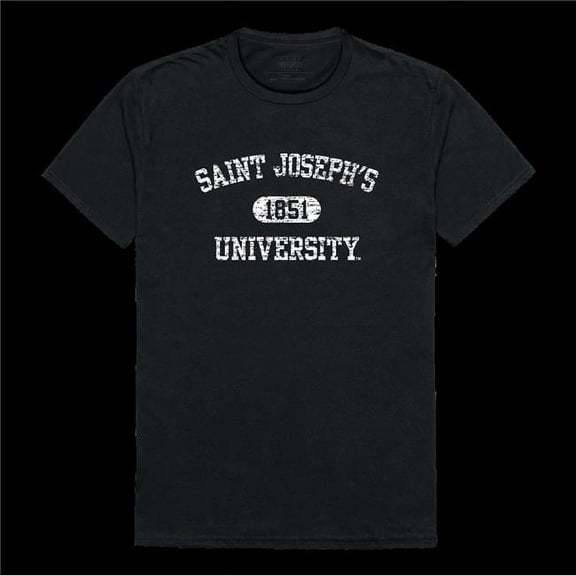 W Republic 574-232-BLK-02 Saint Josephs University Hawks Distressed Arch College T-Shirt, Black - Medium