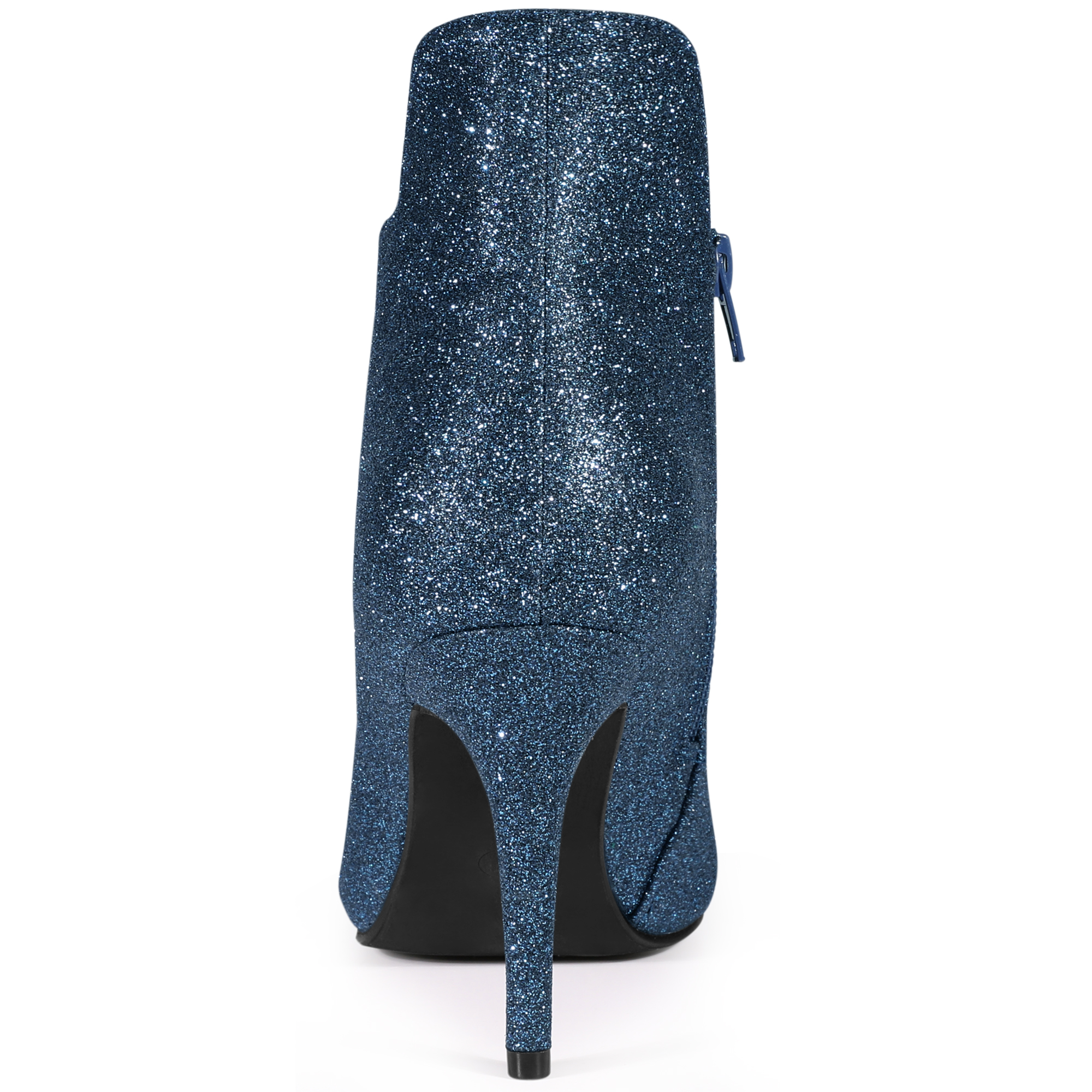 DARING DIVA Women's Glitter Pointed Toe Stiletto Heel Cutout Ankle Boots Navy Blue US 8