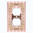 thumbnail image 2 of Metal Light Switch Plate Cover Naked Marshmallow Chocolate Cake Striped Wallpaper Pink CAK056, 2 of 13