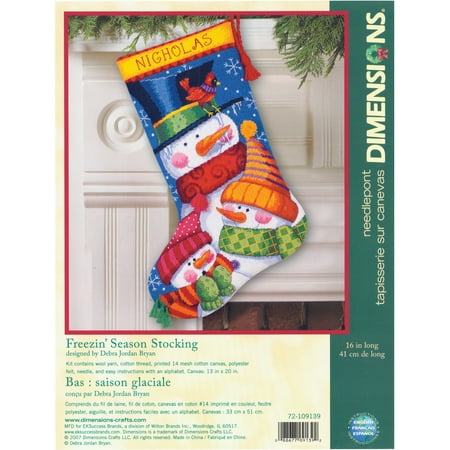 Freezin' Season Stocking Needlepoint Kit-16" Long Stitched In Wool & Thread