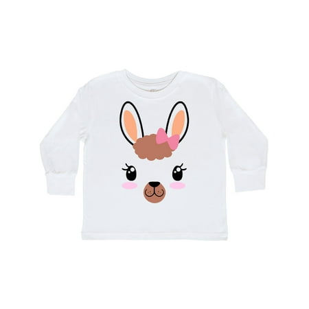 

Inktastic Easter Cute Llama Face Girl with Pink Bow Gift Toddler Boy or Toddler Girl Long Sleeve T-Shirt