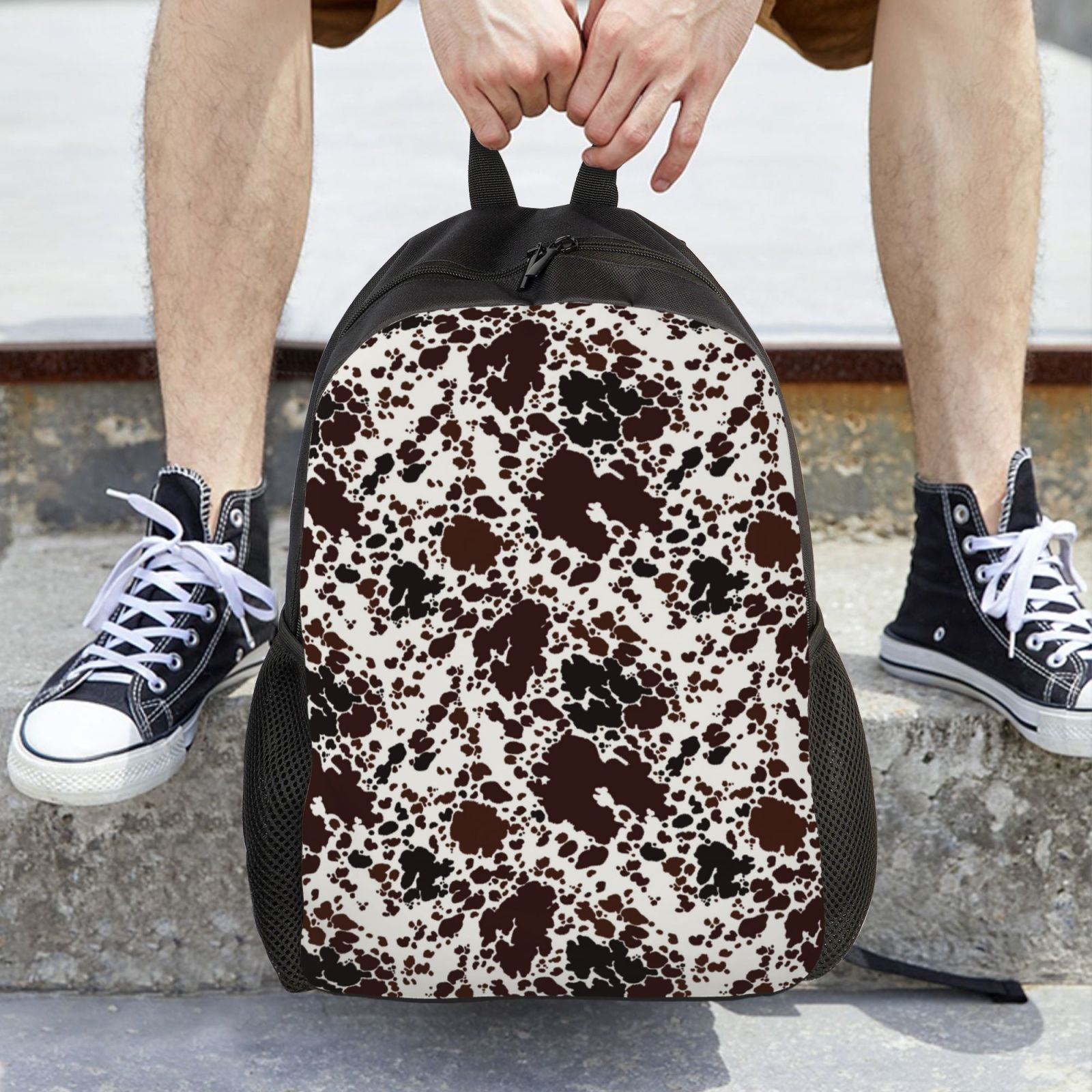 Defioc Cow Skin Print Backpack -Travel,or Work Bookbag Daypacks with 15-Inch Laptop Sleeve and Dual Water Bottle Pockets