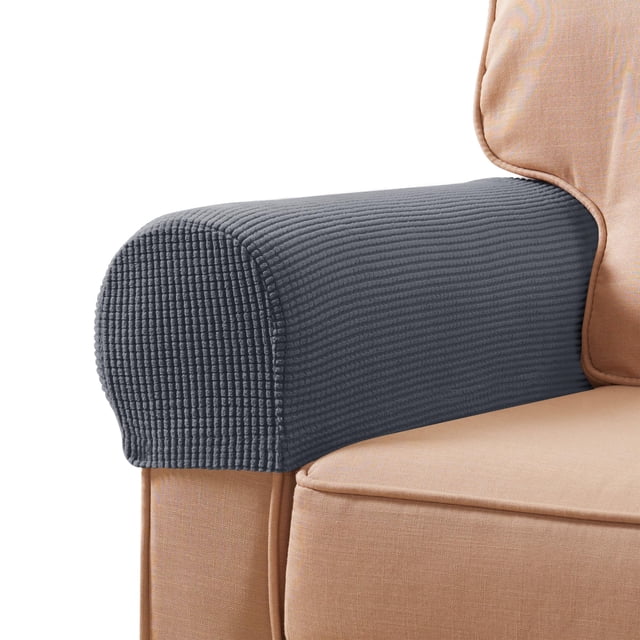 Fundas de reposabrazos SUBRTEX de elastano elástico para sillas y sofás, color gris