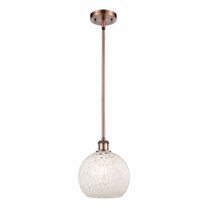 Innovations Lighting - White Mouchette - 1 Light Stem Hung Mini Pendant In