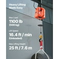 thumbnail image 2 of Cabrestante eléctrico 3 en 1 VEVOR, capacidad de 1100 lb, cabrestante eléctrico portátil de 1500 W, altura de elevación de 25 pies, 16,4 pies/min con control remoto manual, con cable e inalámbrico, 2 of 9