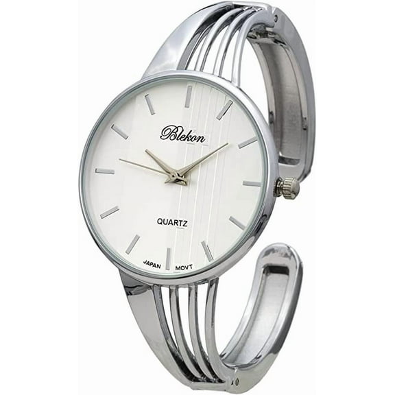Blekon Collections Quartz Women's 34mm Case Elegant Cuff Bangle Watch