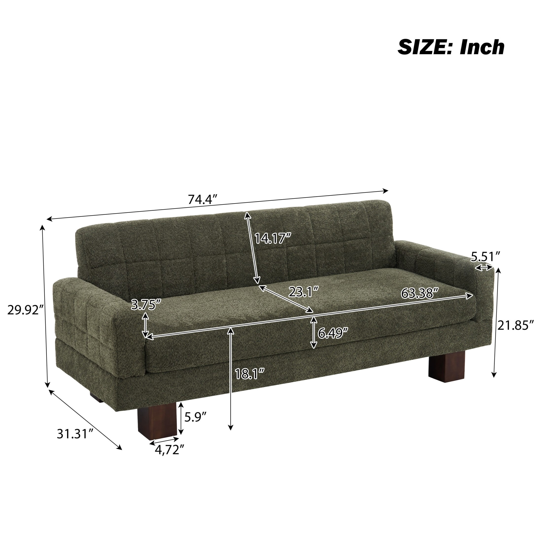 Christopher Knight Home Modern Boucle Loveseat Sofa, 2-Seater Upholstered Couch with Biscuit Back, Green