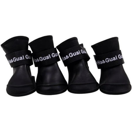 Dog Boots Waterproof Shoes for Dogs with Reflective 4PCS (Black  M)