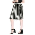 thumbnail image 3 of INSPIRE CHIC Women's Stripes Button Front Elastic Back A Line Midi Skirt 2XL White Black, 3 of 8