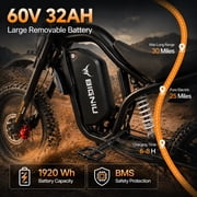 BIGNIU BG-SP Electric Bike for Adults – 750W(peak 3000W) Motor, E Mountain Bike 60V 32Ah UL 2849 Certified