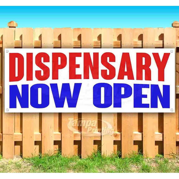 Dispensary Now Open 13 oz Vinyl Banner With Metal Grommets