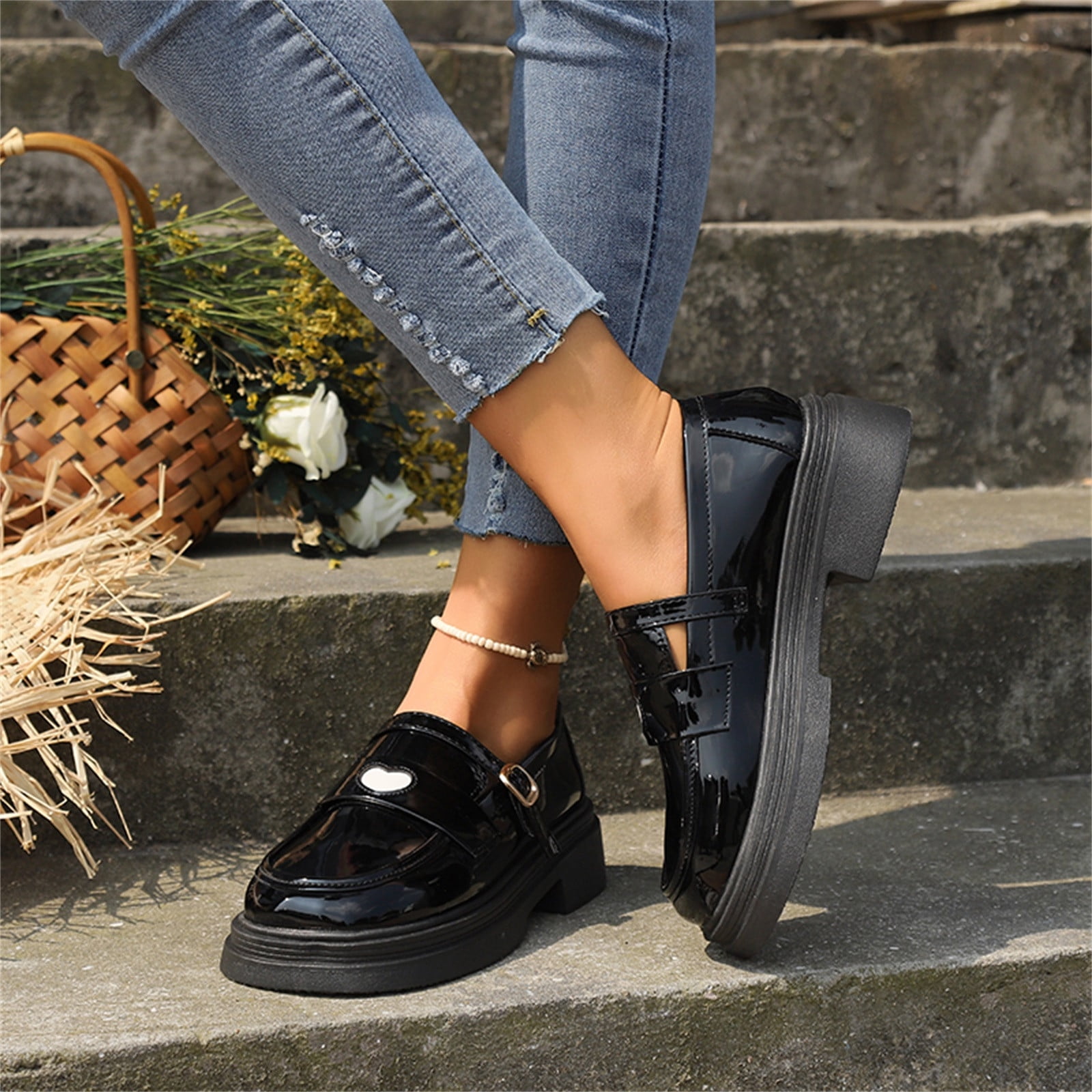 B91xZ Mocassins Classiques pour Femmes Plateforme Mocassins Épais