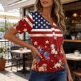thumbnail image 6 of Women’s Short Sleeve V Neck Top with Butterfly and Star Print Casual Loose Fit Blouse for Everyday Wear Comfortable Lightweight Material Deep Red 3XL, 6 of 7