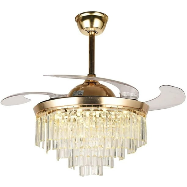 42 Inch Crystal Fandelier Remote Control 3 Speed 3 Color Ceiling Fan
