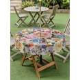 thumbnail image 3 of Boho Pink Flowers Outdoor Tablecloth - 60 Inch Round Dining Table Cover, Colorful Floral Spring Vintage Botanical Waterproof Outdoor Table Cloth with Umbrella Hole & Zipper for Picnic/Patio/Party, 3 of 7