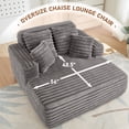 thumbnail image 3 of Muumblus Oversized Chaise Lounge Chair Indoor Furniture, No Assembly Required, Plush Corduroy Upholstered Sofa Bed Cozy Sleeper Couch for Living Room, Bedroom, Grey, 3 of 10