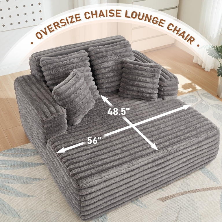 Muumblus Oversized Indoor Chaise Lounge Chair with Plush Corduroy