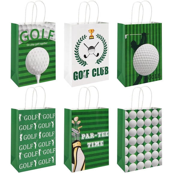 Golf Party Favor Bags - Golf Themed Goodie Bags with Handles for Birthday Decorations, Golfs Gift Bags, Golfs Theme Birthday Goody Paper Bags for Men Women Sports Events Party Favor Supplies