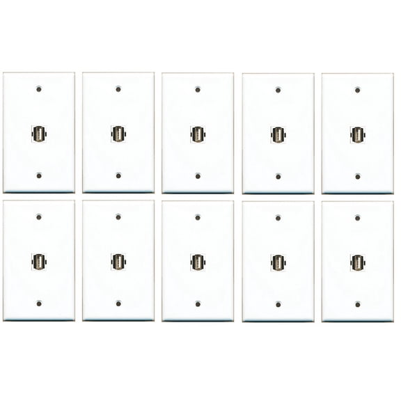 RiteAV 1 USB A/A White for Computer & Printer Wall Plate Coupler Keystone Type (10 Pack)