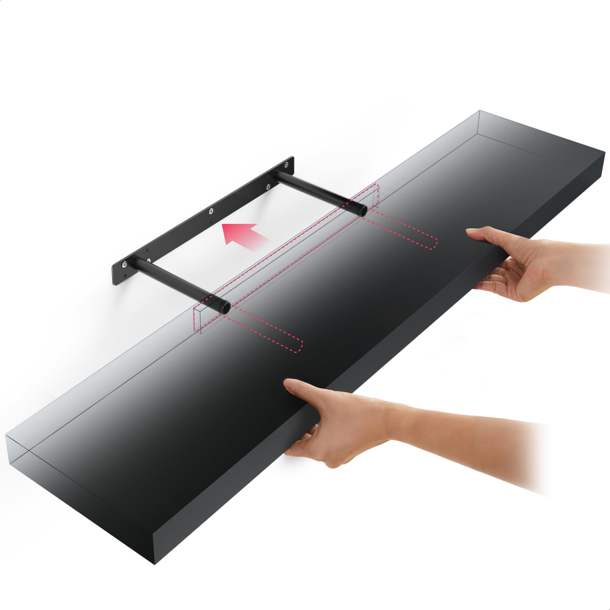 Ballucci 36" Floating Shelf, Wall Ledge with Invisible Bracket, 8" Deep, Black