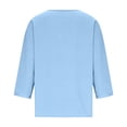 thumbnail image 5 of Tsesme Linen Capris Sleeve Tops for Women V-Neck Pullover T Casual T-Shirt Relaxed Fits Breathable Summer Tops ,Blue,5XL, 5 of 6