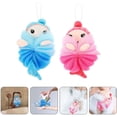thumbnail image 3 of 2pcs Bath Sponges Animal Kids Loofah Bath Pouf Mesh Animal Toy Hanging Bath Sponge Cartoon Mermaid Body Scrubber Balls Shower Mesh for Kids Adults Blue Pink, 3 of 5