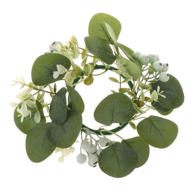Anillo de vela de flores de imitación, corona de velas creativa, corona de hojas de eucalipto, anillos de velas para fiestas, Día de San