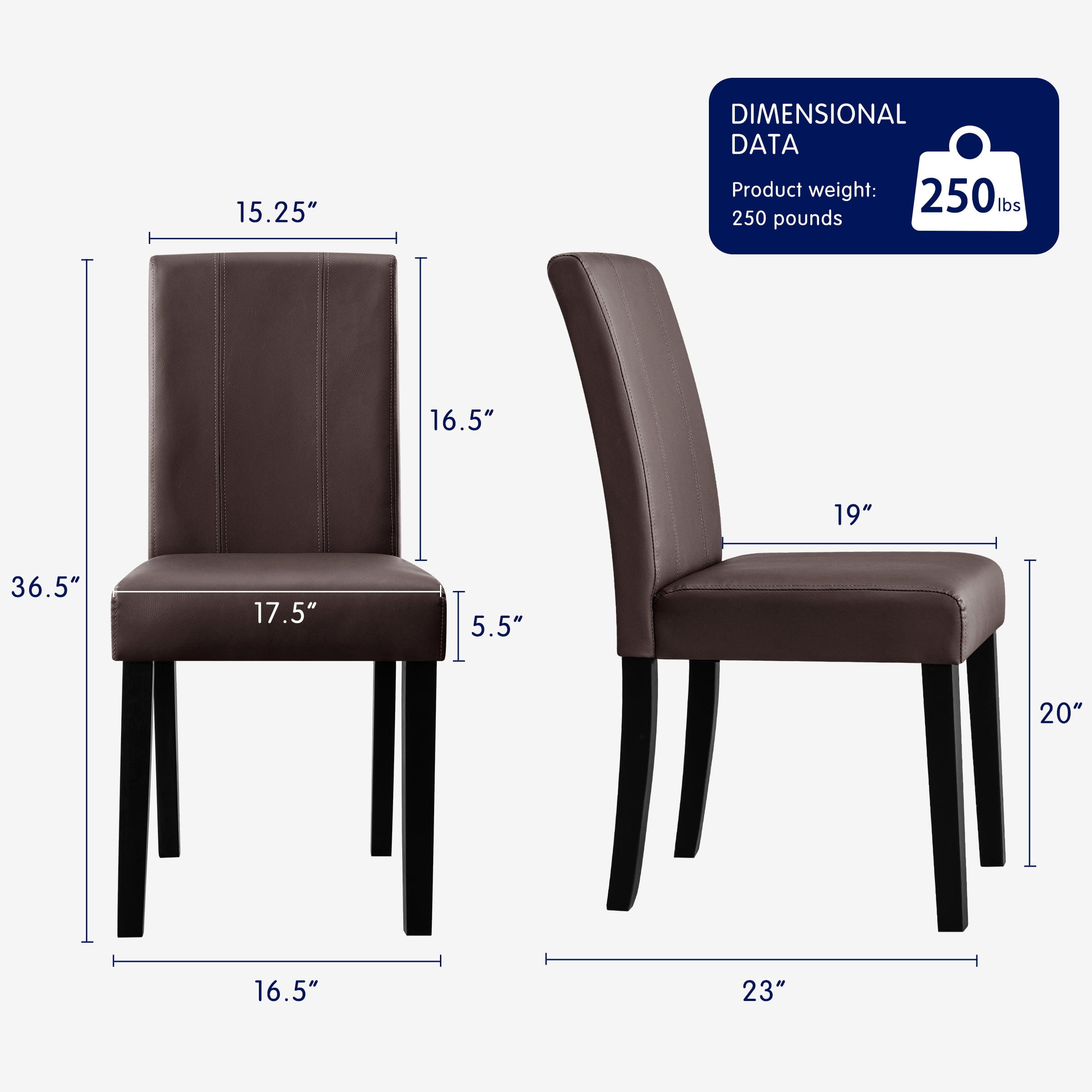 Subrtex Modern Parsons Faux Leather Dining Chairs Set of 6 Upholstered Dining Chairs–Brown