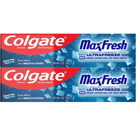 Colgate Max Fresh with Whitening Breath Strips, Cool Mint, 2-Pack 7.3 Ounces