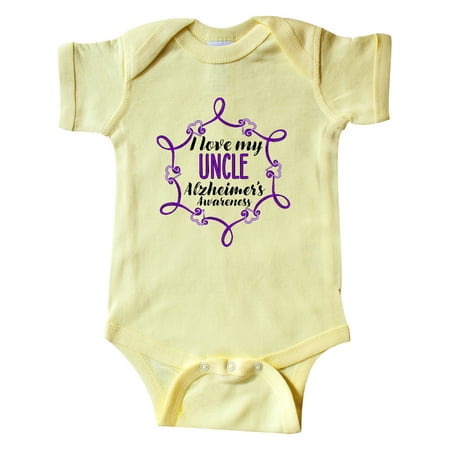 

Inktastic I Love My Uncle Alzheimer s Awareness with Purple Hearts Gift Baby Boy or Baby Girl Bodysuit