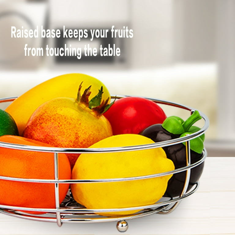 2 Tier Fruit Basket with Banana Hanger Detachable Metal Fruit Bowl