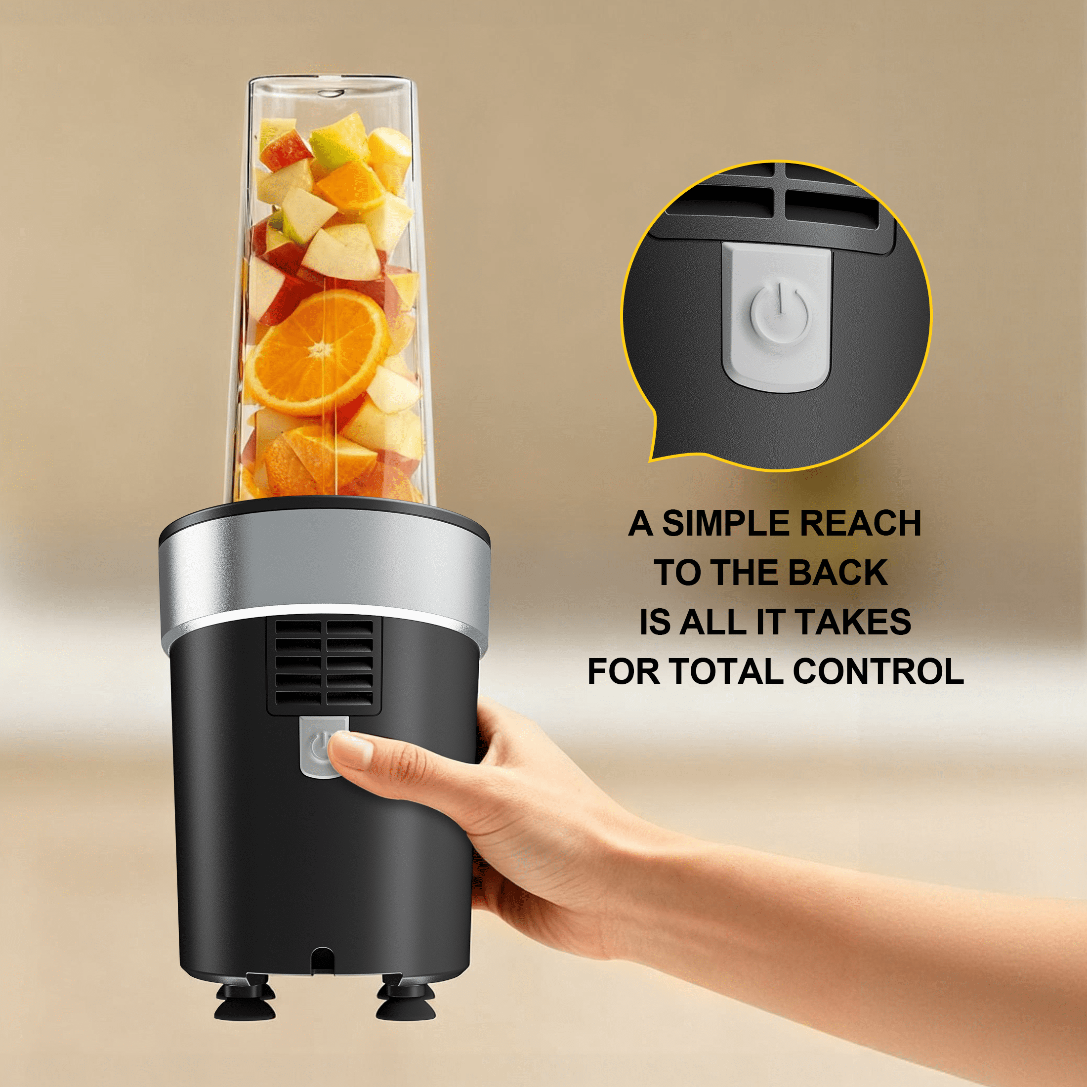 Tomeem Personal Blender for Smoothies and Shakes with Travel Lid, 20 oz No-BPA Portable Bottle, 450 W, 4-Blade, Black