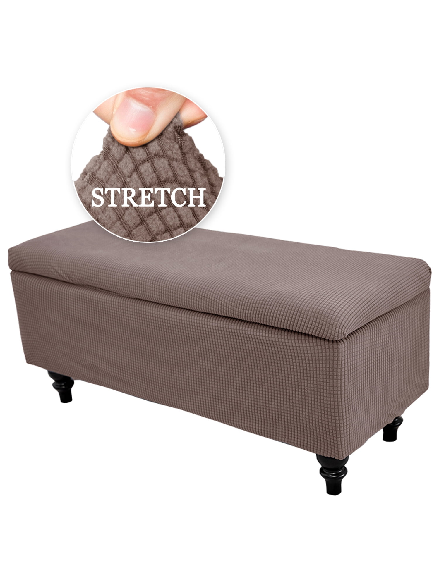 KBOOK Ottoman Bench Cover Ottoman Rectangle Slipcover Jacquard Storage Footrest Slipcover, Small