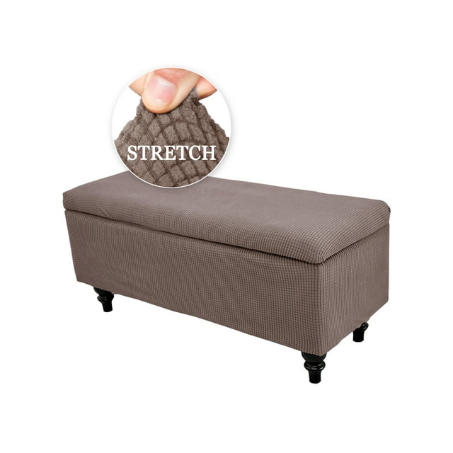 KBOOK Ottoman Bench Cover Ottoman Rectangle Slipcover Jacquard Storage