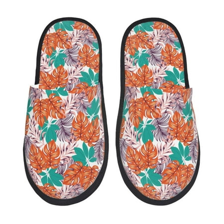 Balery Hawaiian Style Slient Indoor Furry Fleece Comfort House Shoes Soft Non-Slip Home Shoes Cotton slippers House Slippers-- Large