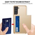 thumbnail image 4 of SaniMore for Samsung S22 5G Case with Card Holder, Slim Dual Layer Heavy Duty Galaxy S22 2022 Wallet Case Hidden Sliding Credit Slot Protective Cover for Men Women, Gold, 4 of 7
